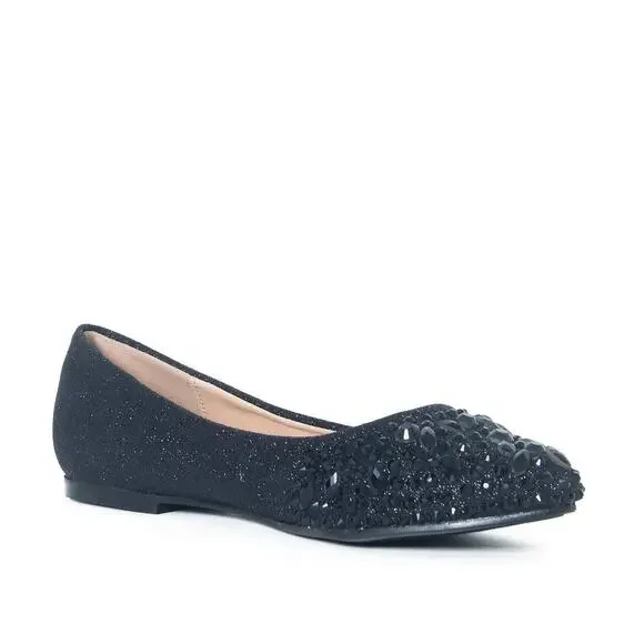Ballet Flats - Black- Rhinestones - Kelsey Lauren Lorraine Size 8.5 - Picture 3 of 5